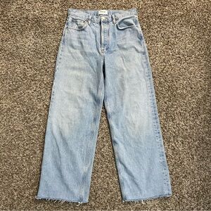 AGOLDE Low Slung Baggy Jeans Women’s 25 Blue Raw Cut Hems Cotton Y2K 90’s Boho